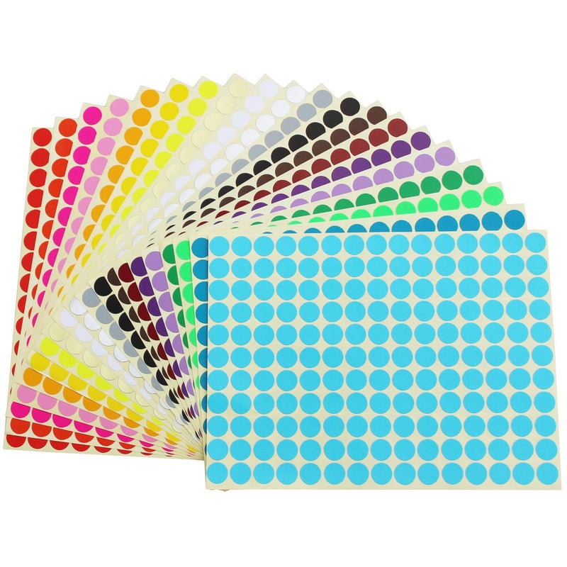 LJY 16500 Count 3/8 inch Diameter Round Dot Stickers Color Coding Labels, 20 Colors, 100 Sheets - Image 2